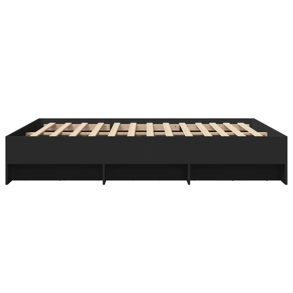 Cadre de lit sans matelas noir 150x200 cm bois d'ingénierie