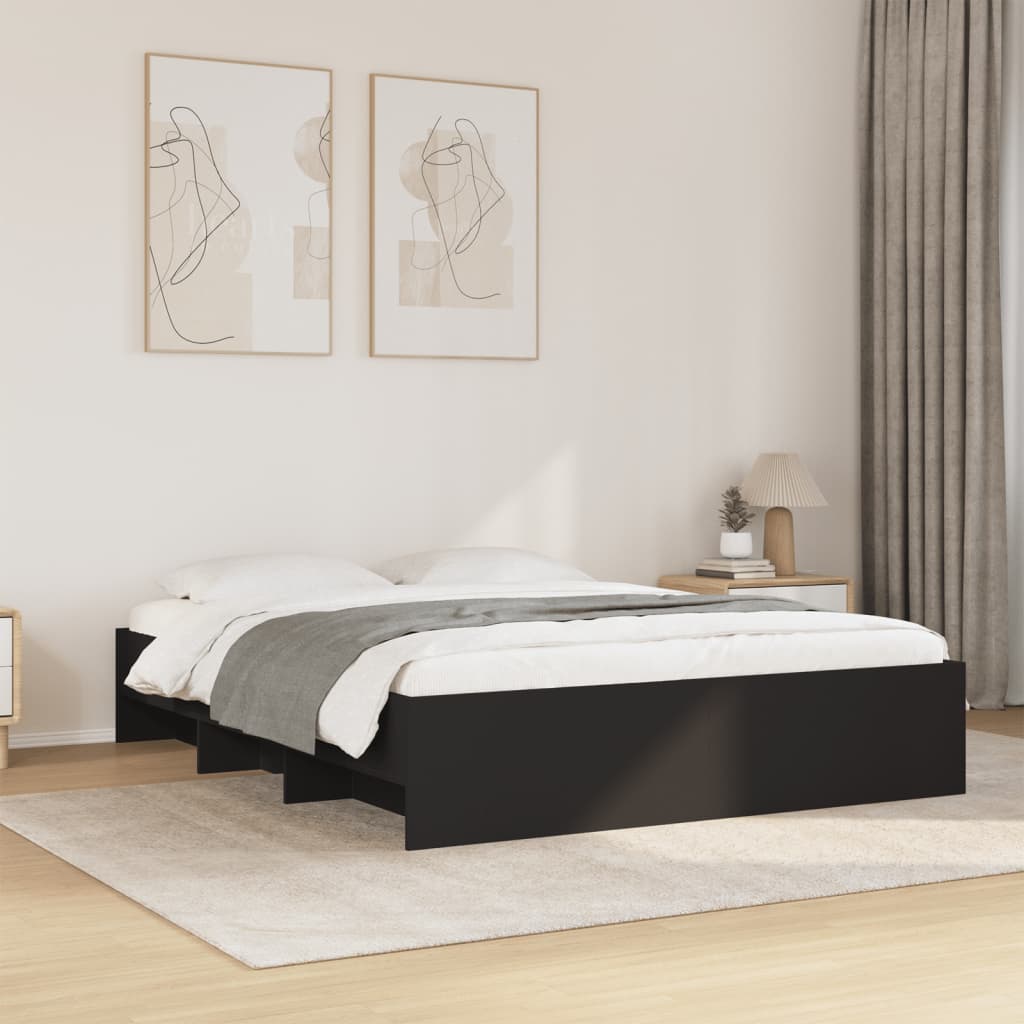 Cadre de lit sans matelas noir 150x200 cm bois d'ingénierie - XIOS
