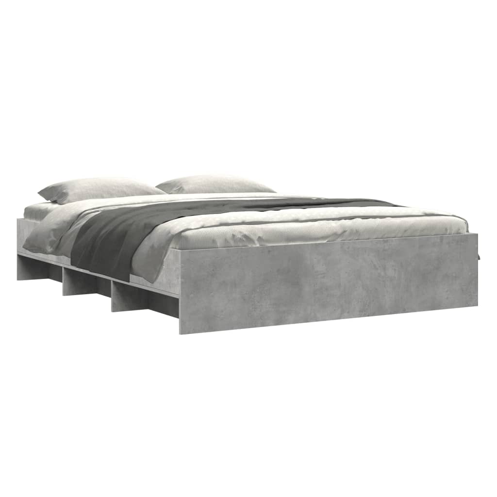 Cadre de lit sans matelas gris béton 150x200 cm bois ingénierie - XIOS