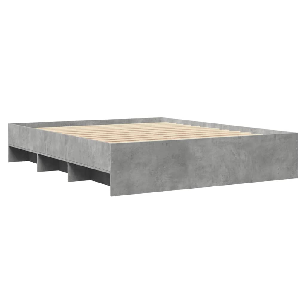 Cadre de lit sans matelas gris béton 150x200 cm bois ingénierie - XIOS