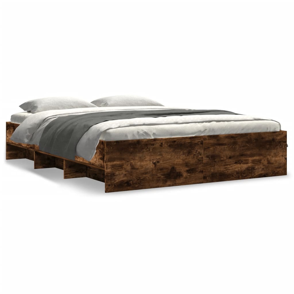 Cadre de lit sans matelas chêne fumé 150x200 cm bois ingénierie - XIOS