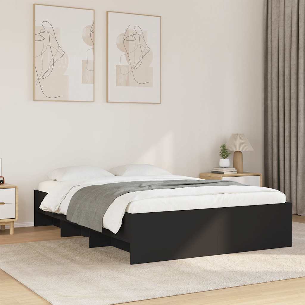 Cadre de lit sans matelas noir 140x200 cm bois d'ingénierie