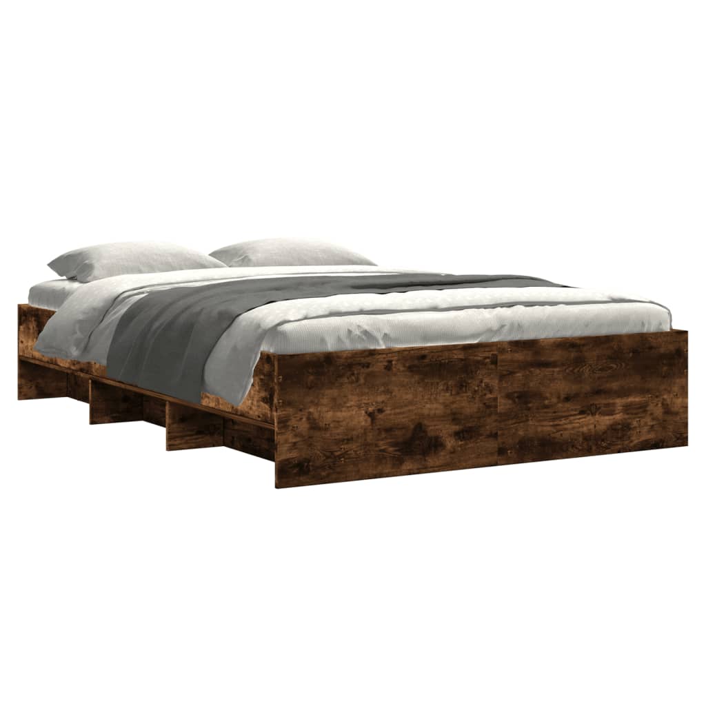 Cadre de lit sans matelas chêne fumé 140x200 cm bois ingénierie - XIOS