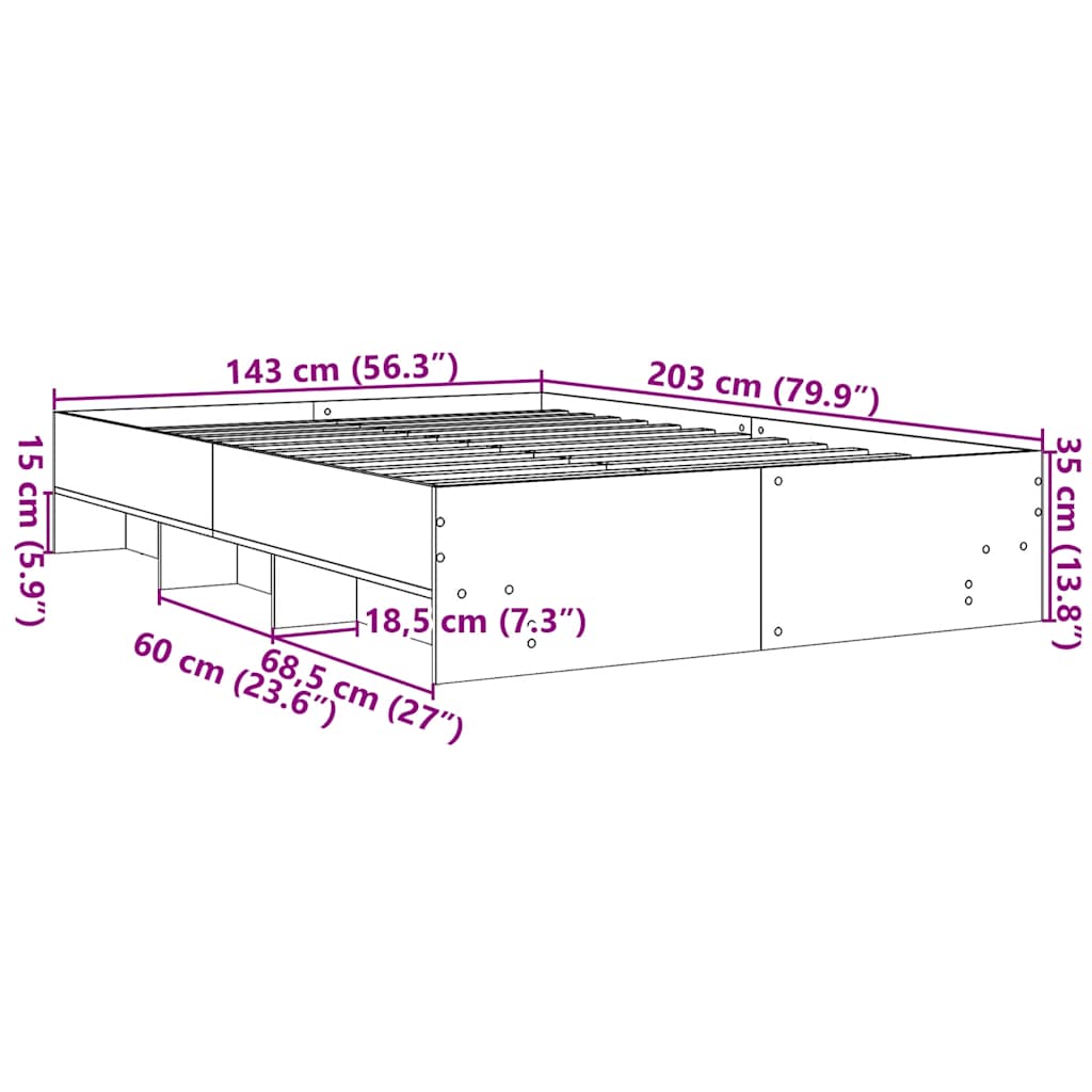 Cadre de lit sans matelas chêne marron 140x200 cm