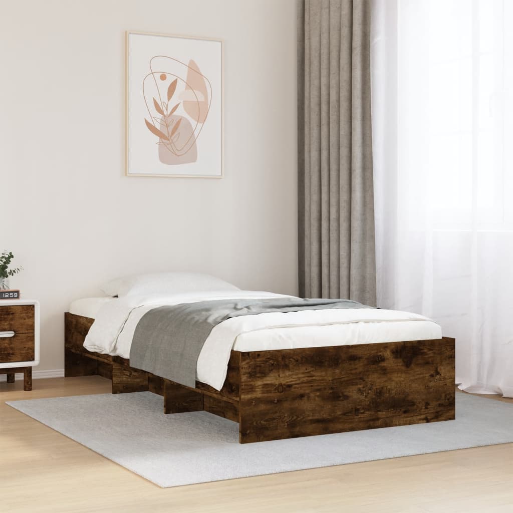 Cadre de lit sans matelas chêne fumé 100x200 cm bois ingénierie - XIOS