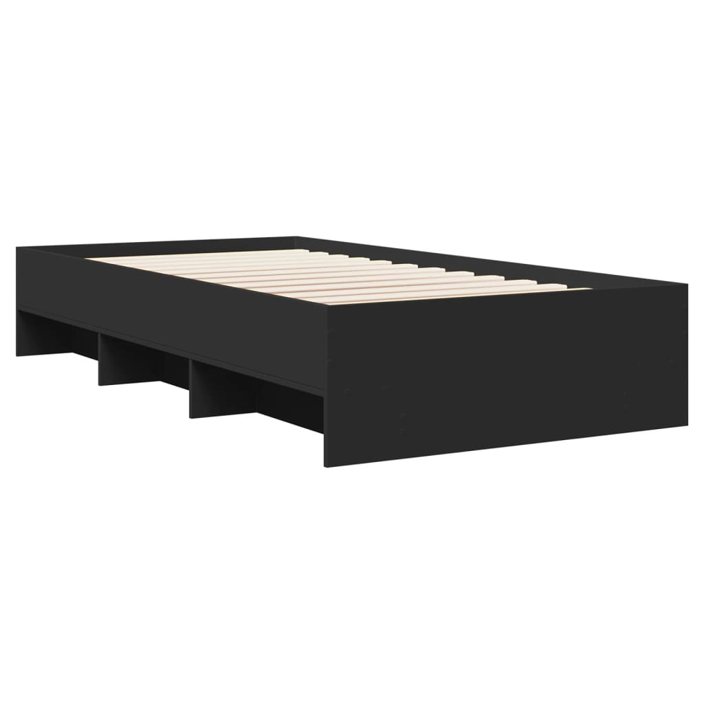 Cadre de lit sans matelas noir 90x200 cm bois d'ingénierie - XIOS