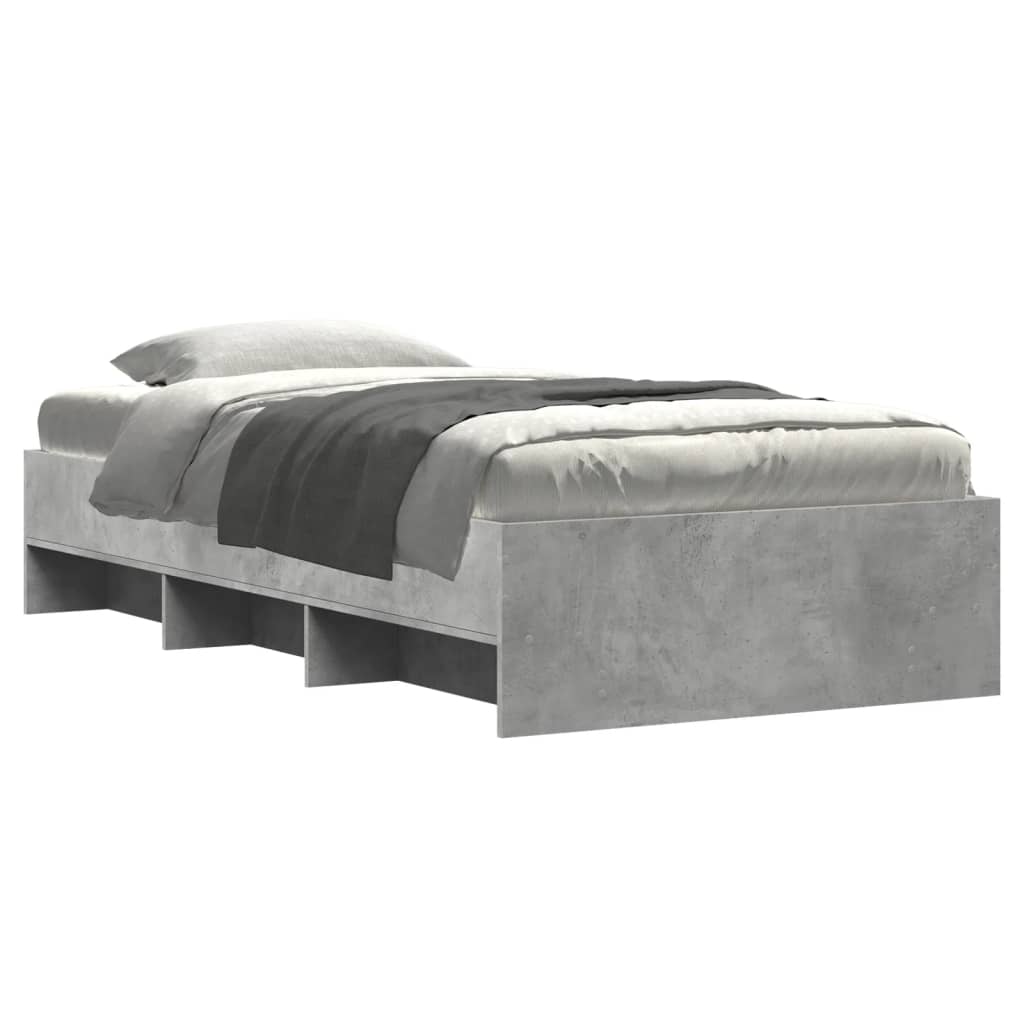 Cadre de lit sans matelas gris béton 90x200cm bois d'ingénierie - XIOS