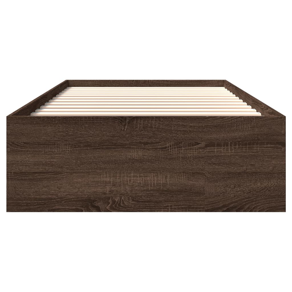 Cadre de lit sans matelas chêne marron 90x200cm bois ingénierie - XIOS
