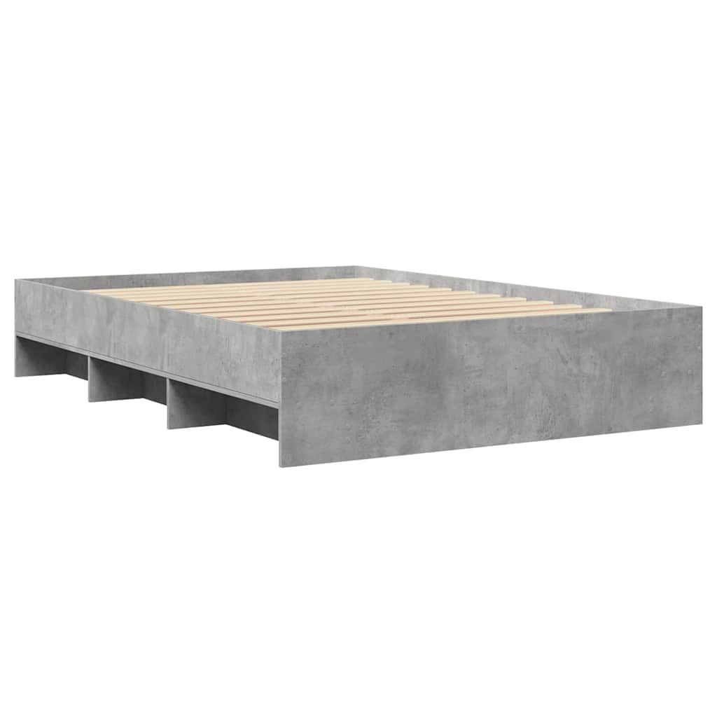 Cadre de lit sans matelas gris béton 140x190 cm bois ingénierie - XIOS