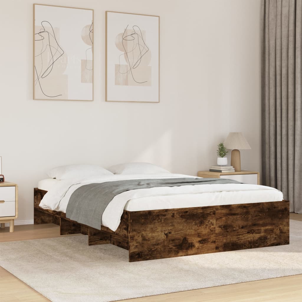 Cadre de lit sans matelas chêne fumé 140x190 cm bois ingénierie - XIOS