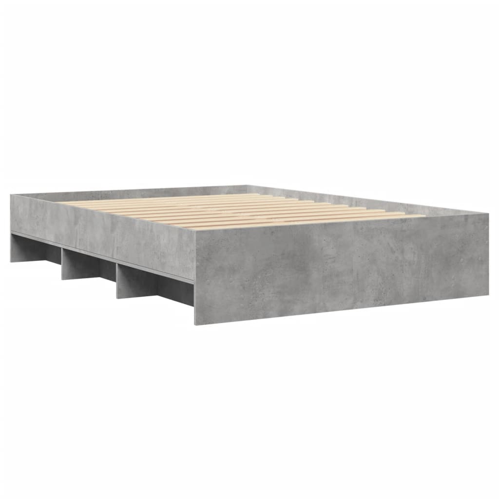 Cadre de lit sans matelas gris béton 135x190 cm bois ingénierie - XIOS