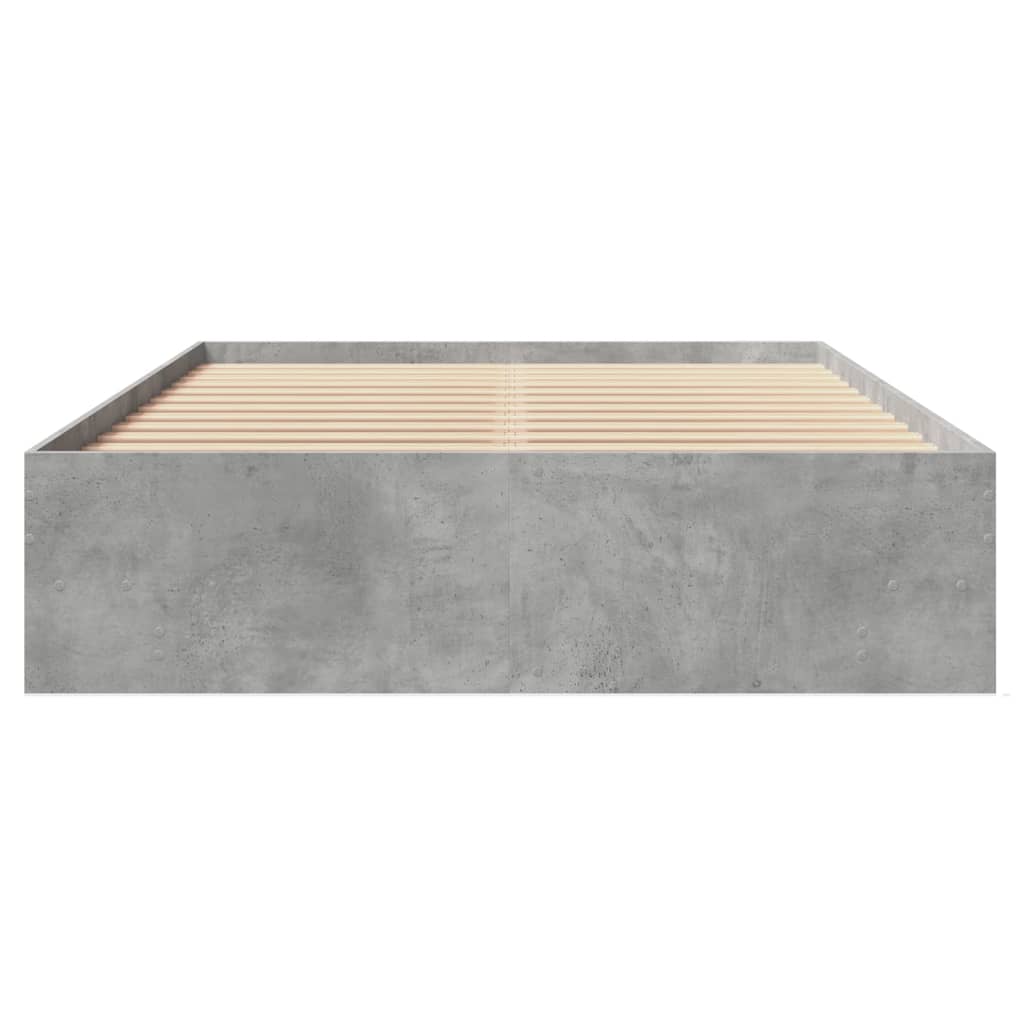 Cadre de lit sans matelas gris béton 135x190 cm bois ingénierie - XIOS