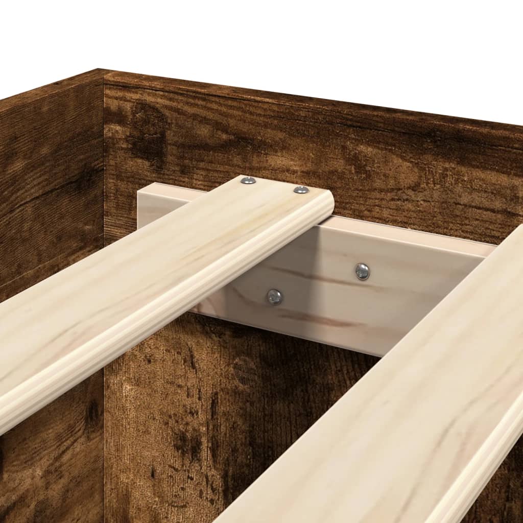 Cadre de lit sans matelas chêne fumé 135x190 cm bois ingénierie - XIOS