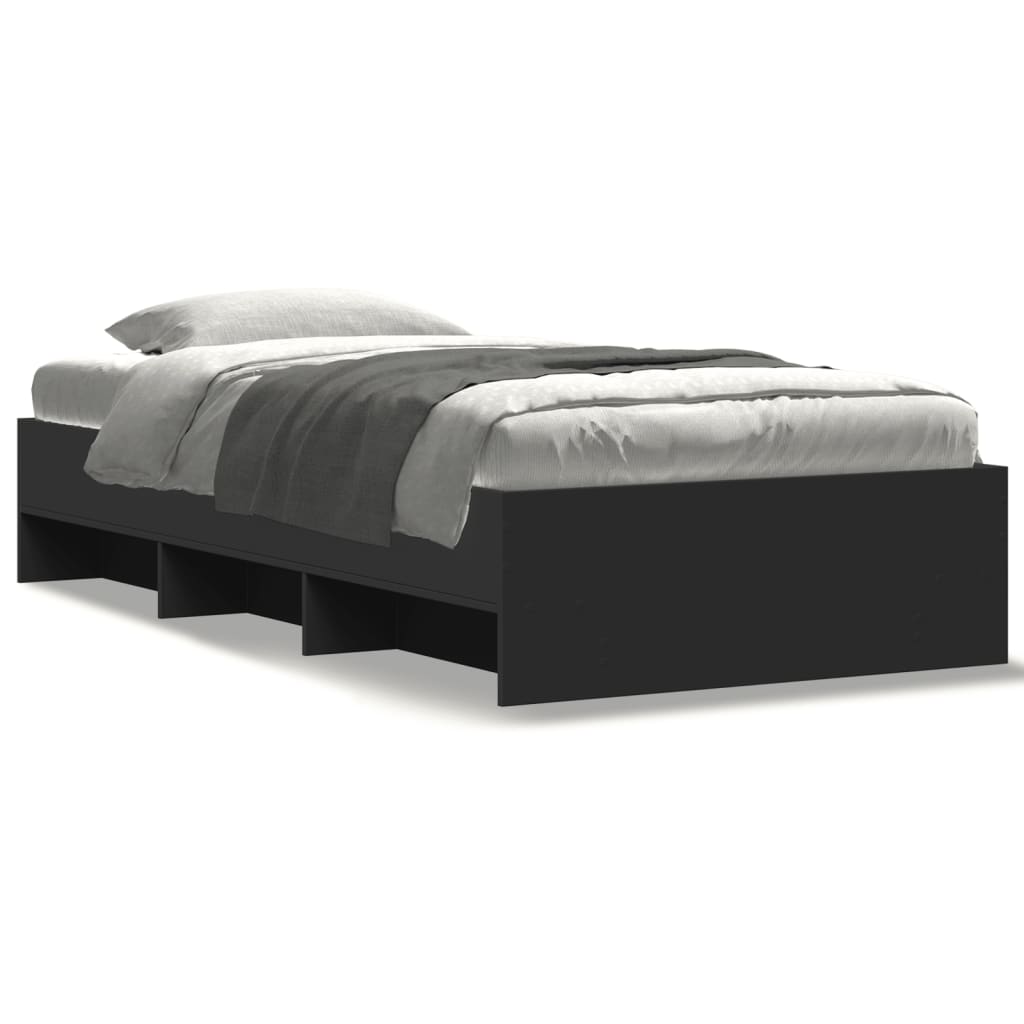 Cadre de lit sans matelas noir 90x190 cm bois ingénierie - XIOS