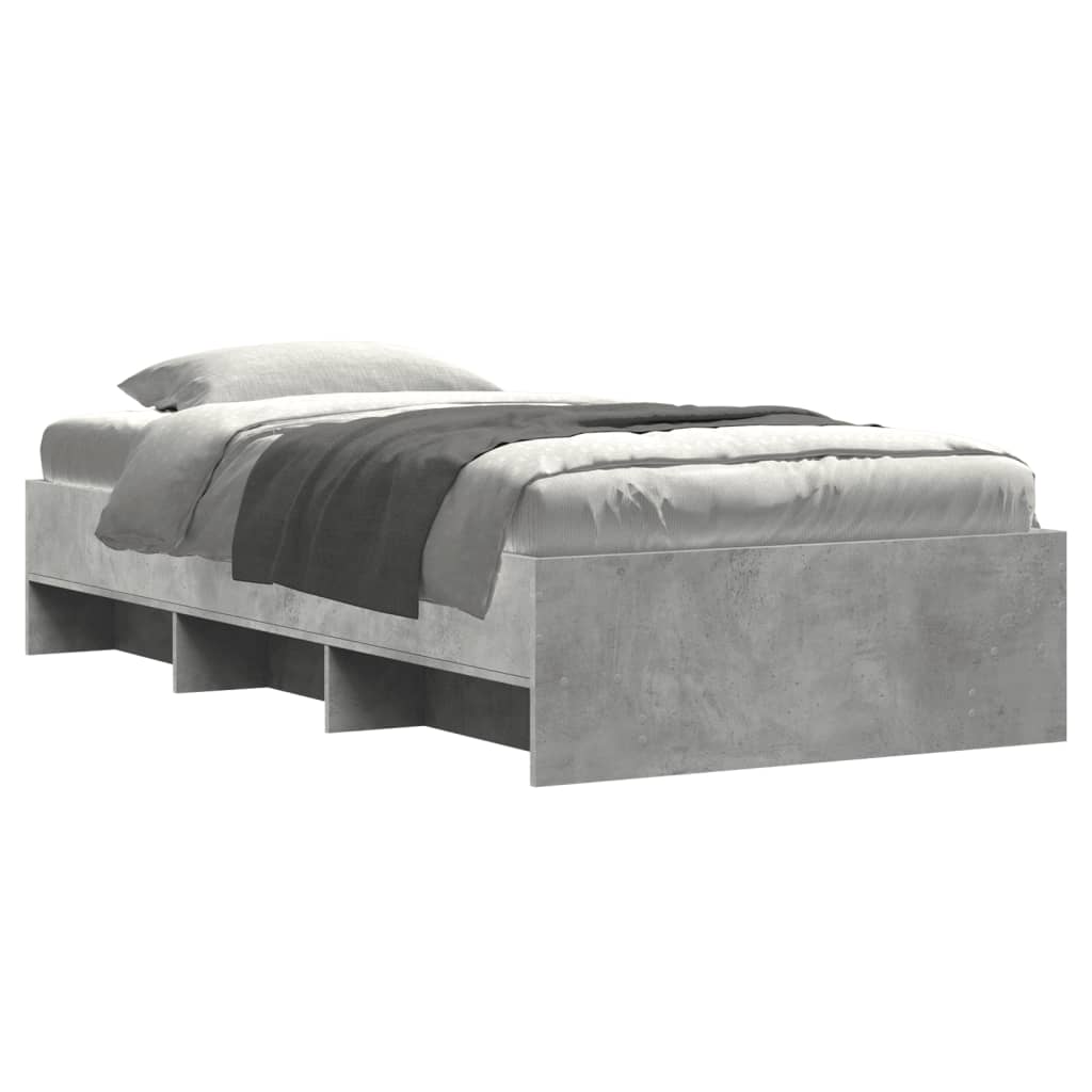 Cadre de lit sans matelas gris béton 90x190cm bois d'ingénierie - XIOS