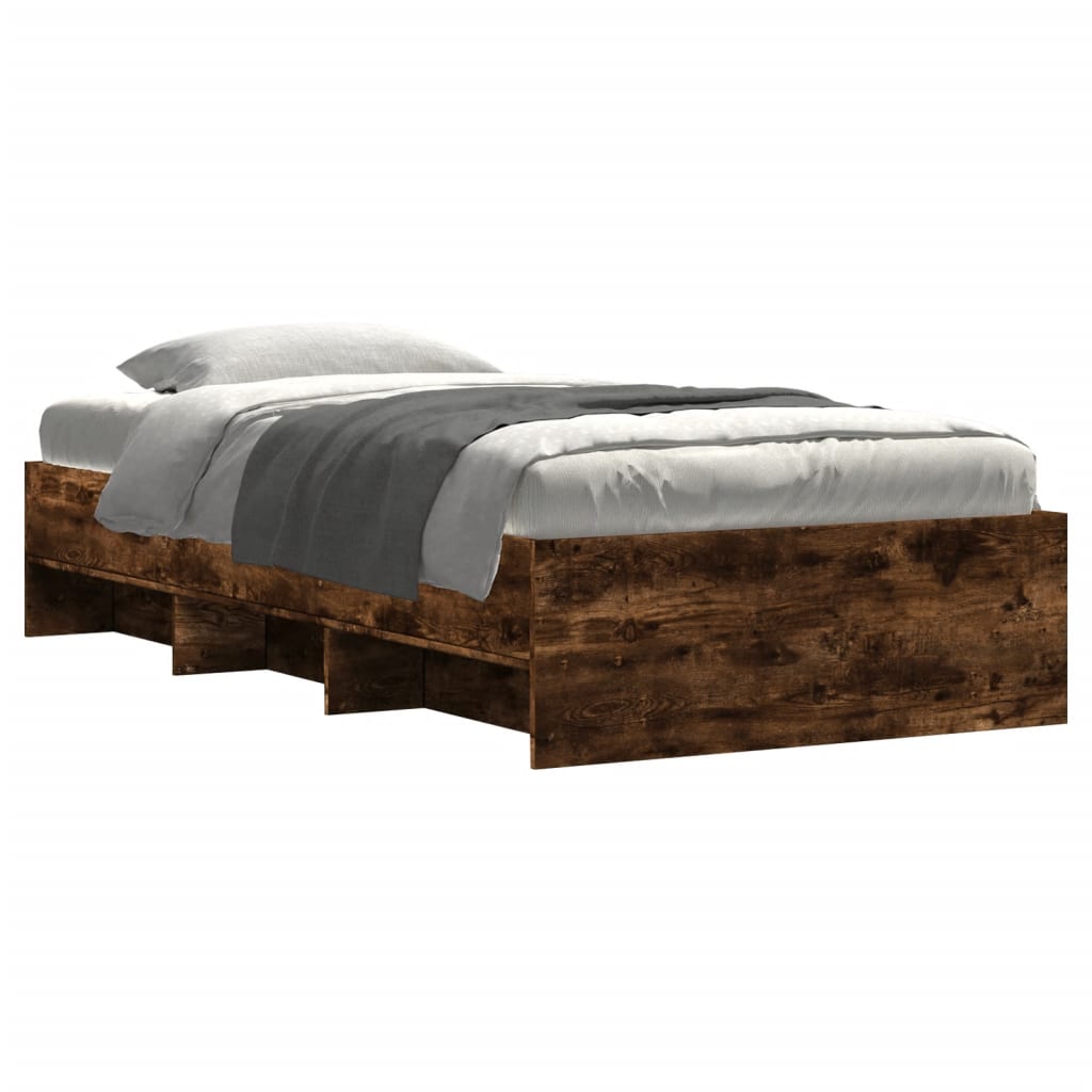 Cadre de lit sans matelas chêne fumé 90x190cm bois d'ingénierie - XIOS