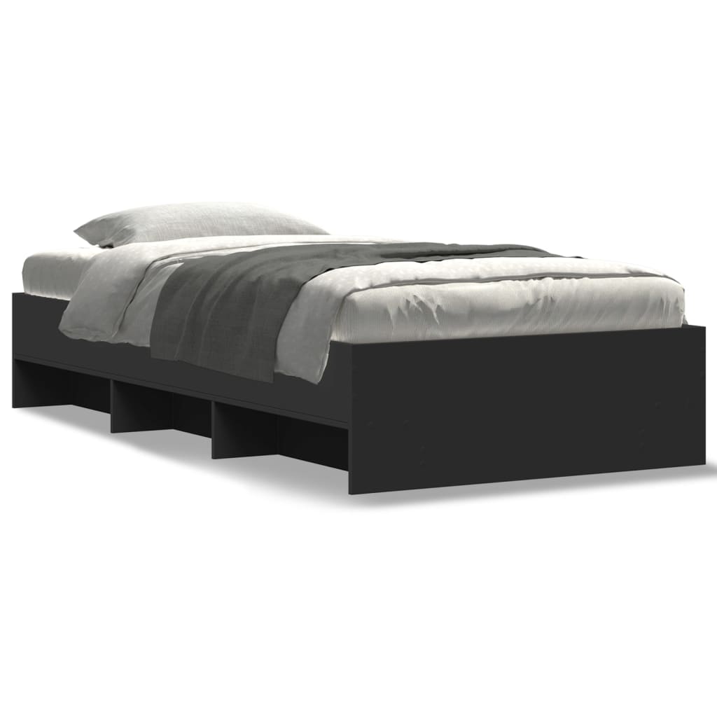 Cadre de lit sans matelas noir 75x190 cm bois ingénierie - XIOS