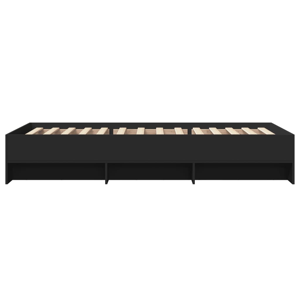Cadre de lit sans matelas noir 75x190 cm bois ingénierie - XIOS