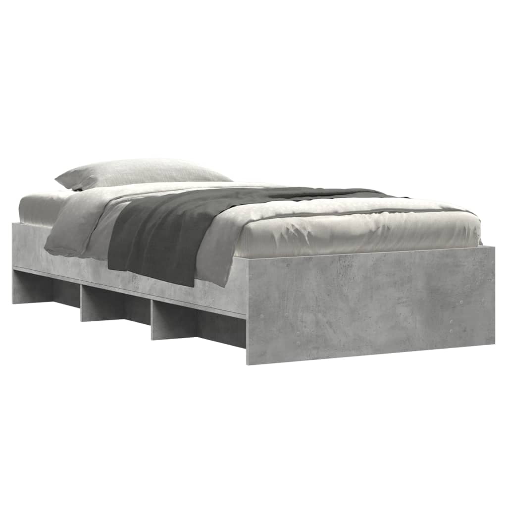 Cadre de lit sans matelas gris béton 75x190cm bois d'ingénierie - XIOS