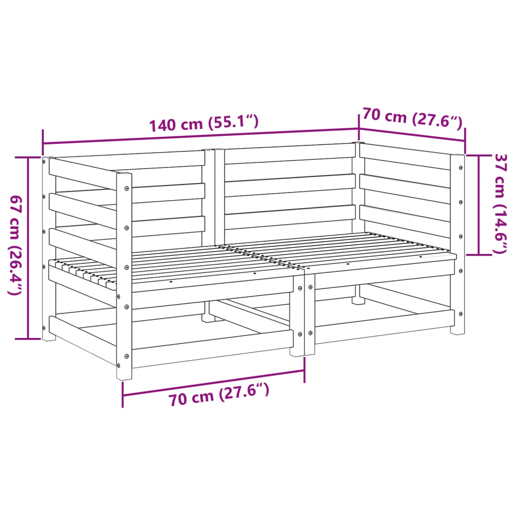Salon de jardin 2 pcs bois de pin imprégné - XIOS