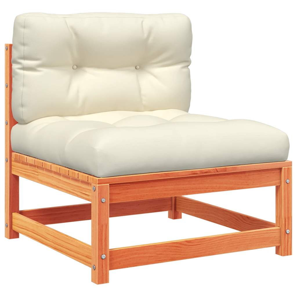 Salon de jardin 4 pcs avec coussins cire marron bois pin massif - XIOS