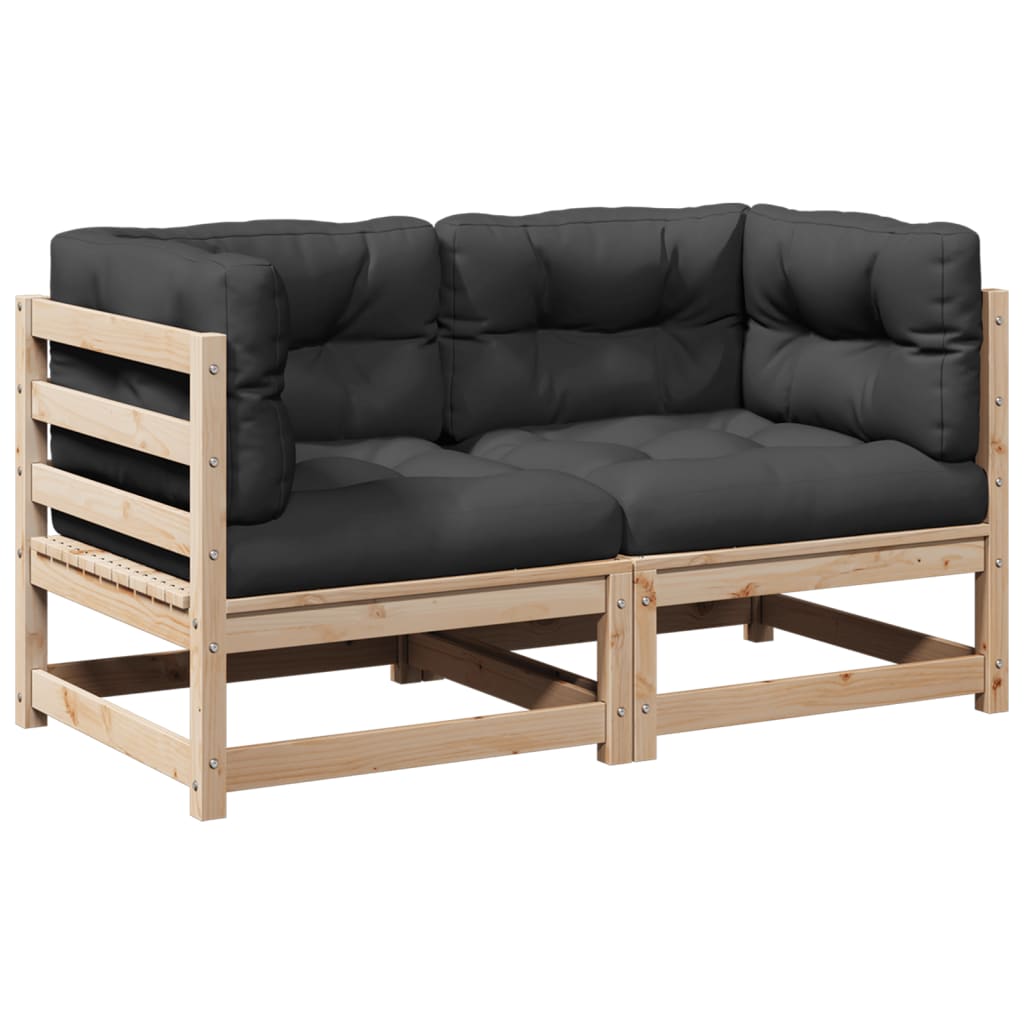 Salon de jardin 2 pcs avec coussins bois de pin massif