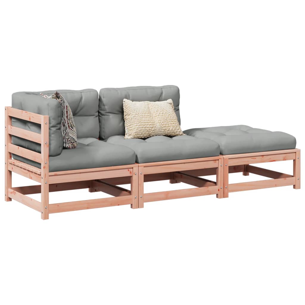 Salon de jardin 3 pcs et coussins bois massif sapin de douglas - XIOS