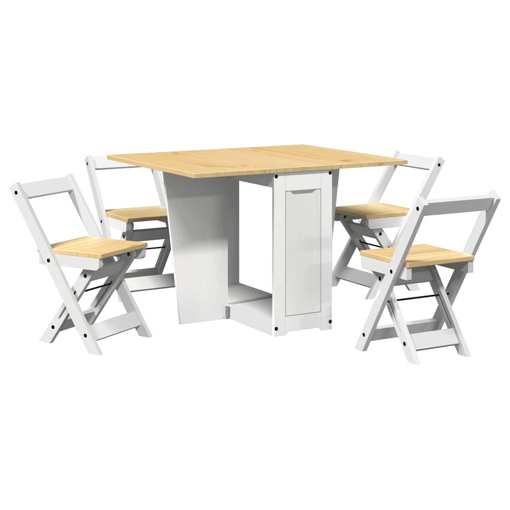 Ensemble à manger papillon 5 pcs Corona pliable blanc bois pin - XIOS