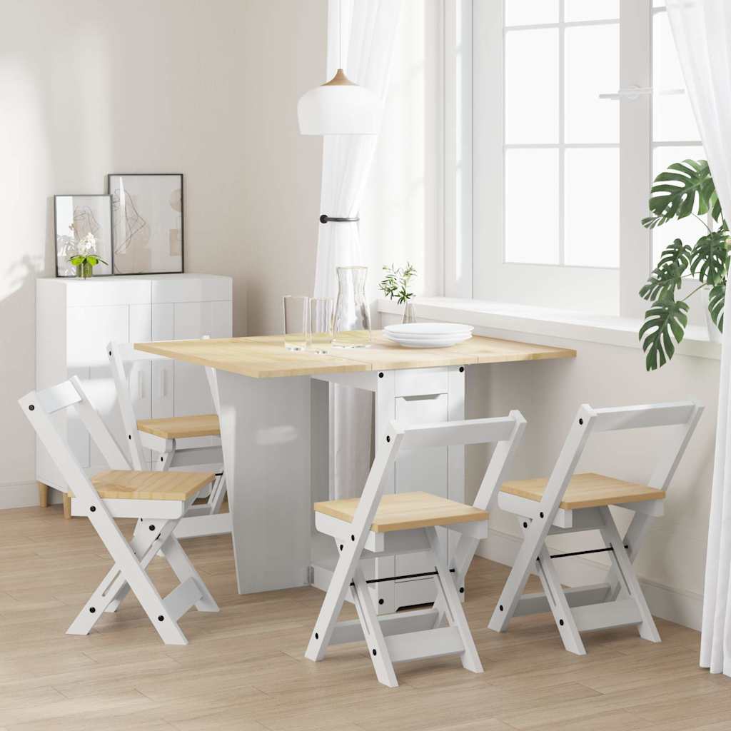 Ensemble à manger papillon 5 pcs Corona pliable blanc bois pin - XIOS