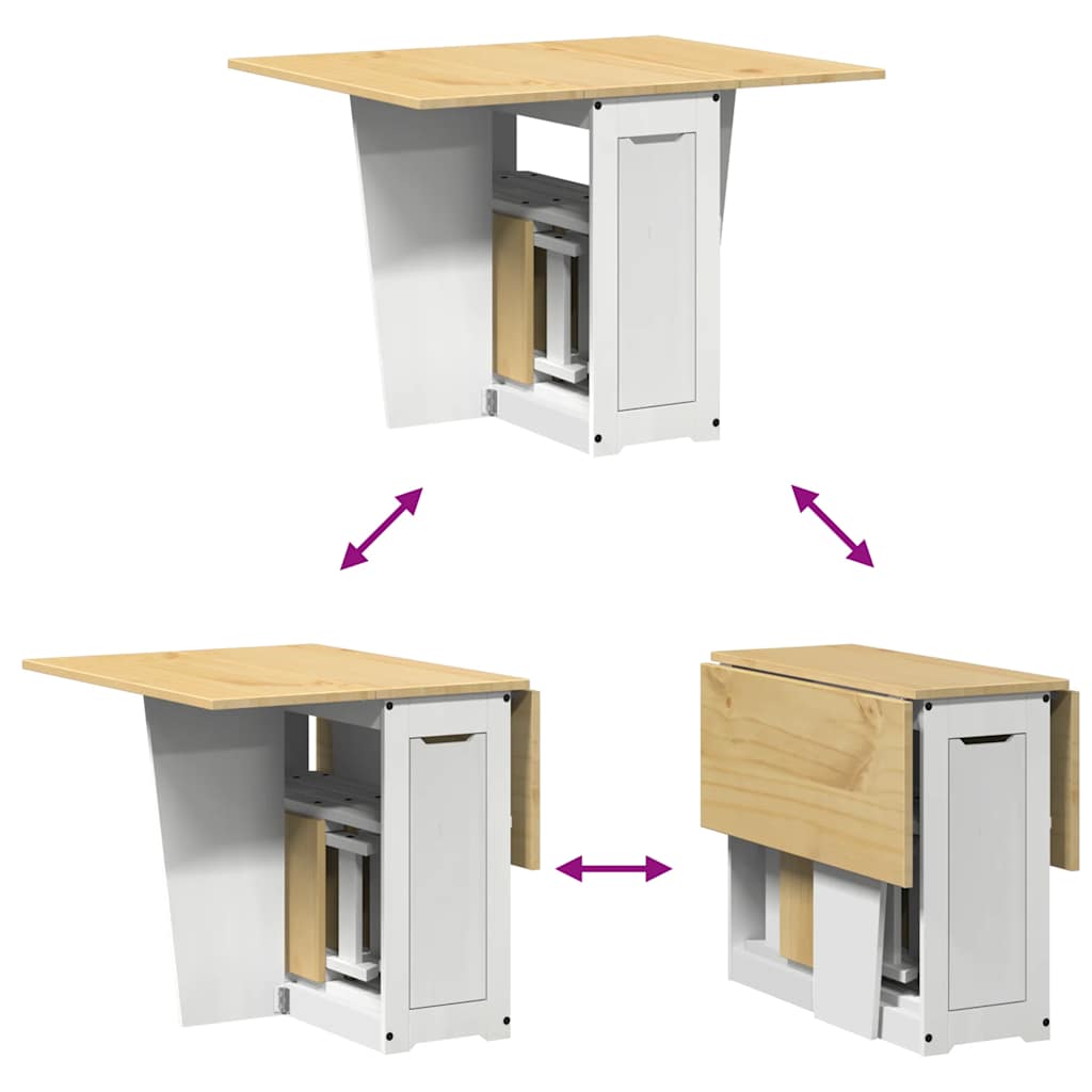 Ensemble à manger papillon 5 pcs Corona pliable blanc bois pin - XIOS