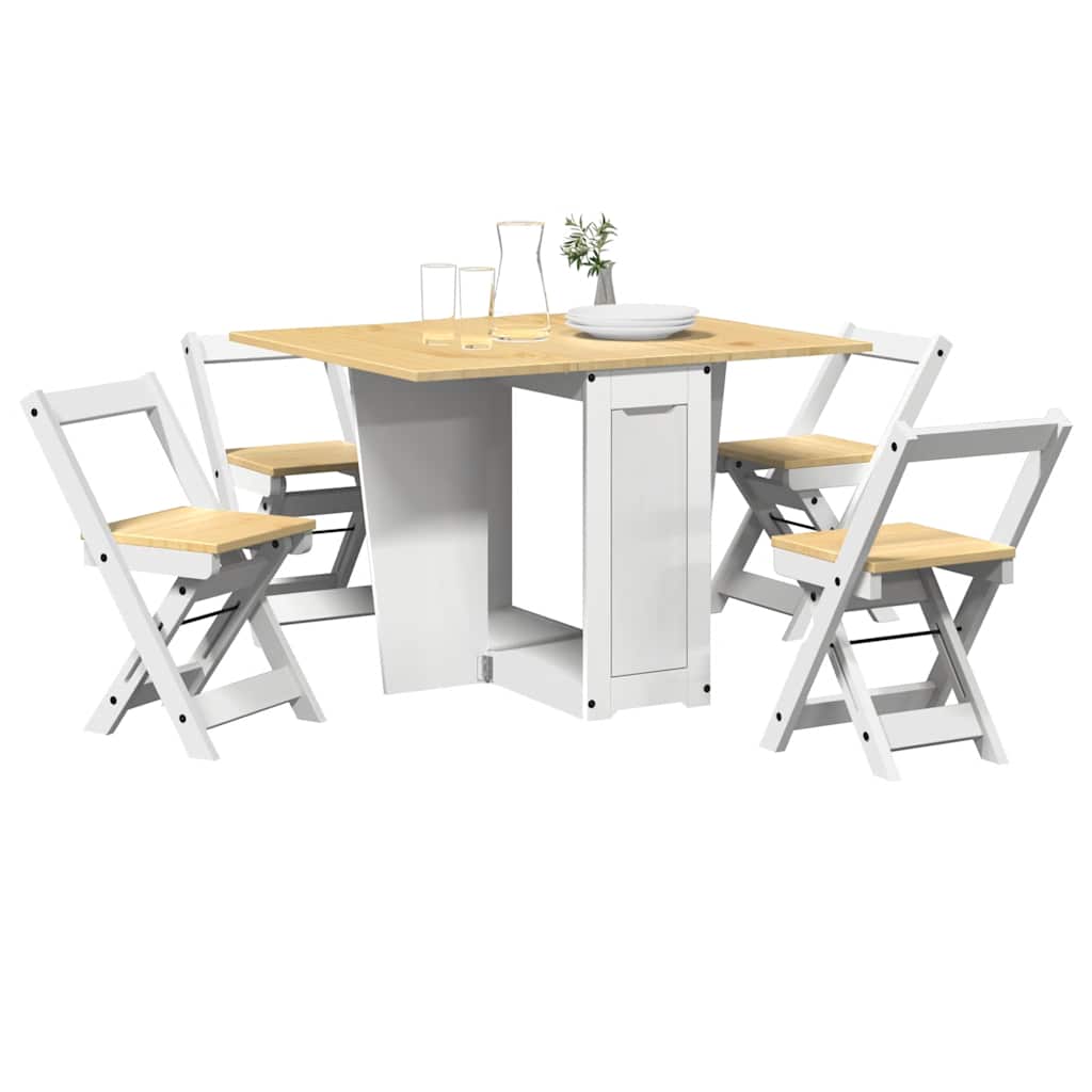 Ensemble à manger papillon 5 pcs Corona pliable blanc bois pin - XIOS