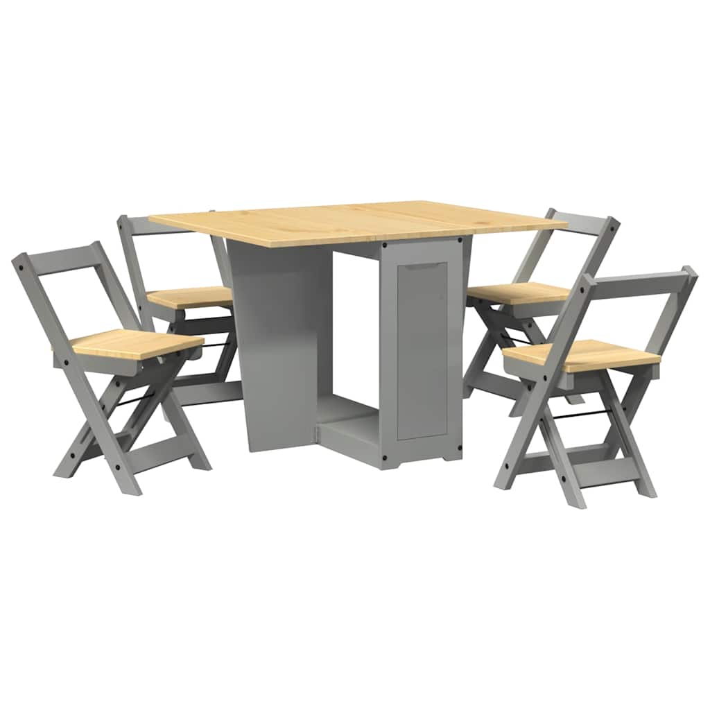 Ensemble à manger papillon 5 pcs Corona pliable gris bois pin - XIOS
