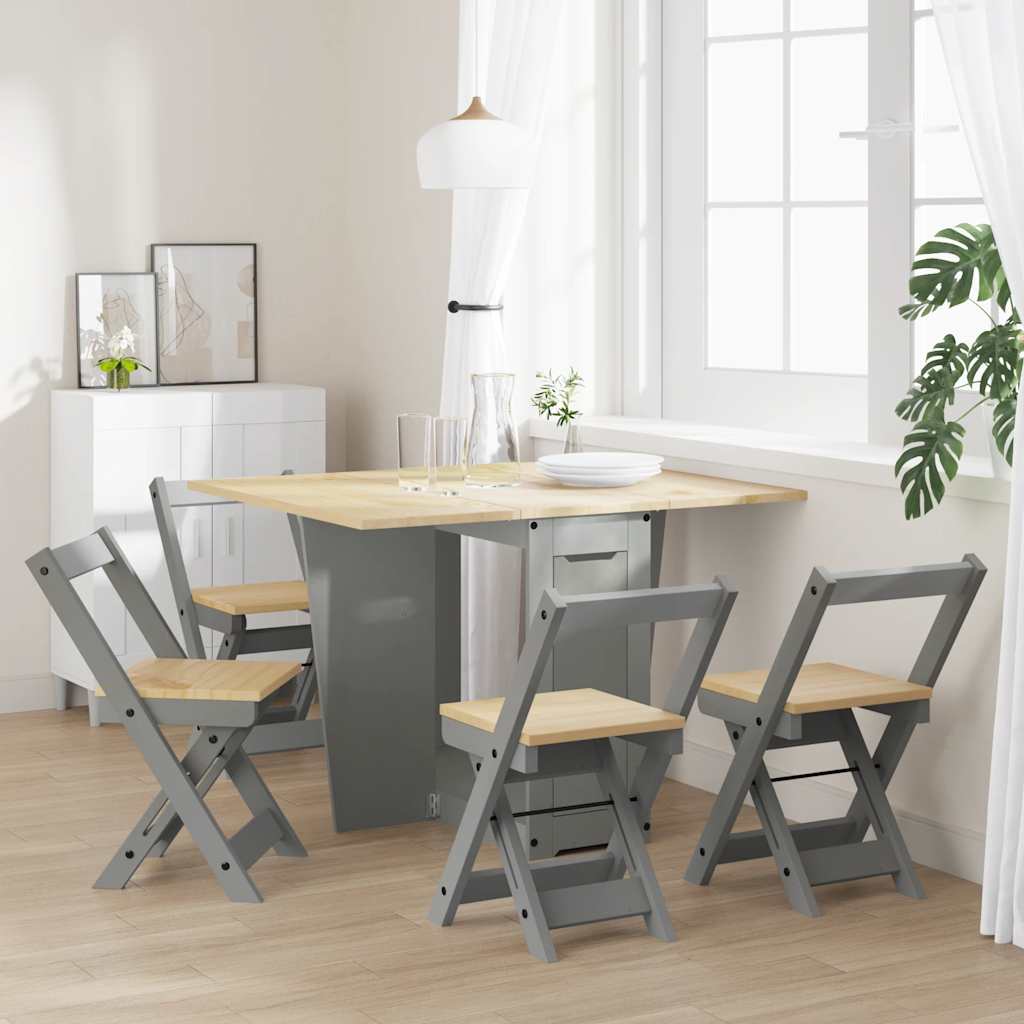 Ensemble à manger papillon 5 pcs Corona pliable gris bois pin - XIOS