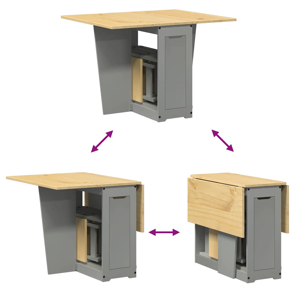 Ensemble à manger papillon 5 pcs Corona pliable gris bois pin - XIOS