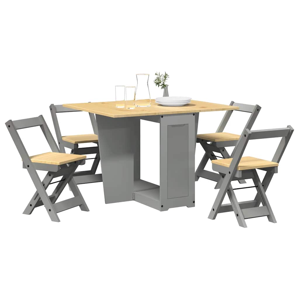 Ensemble à manger papillon 5 pcs Corona pliable gris bois pin - XIOS