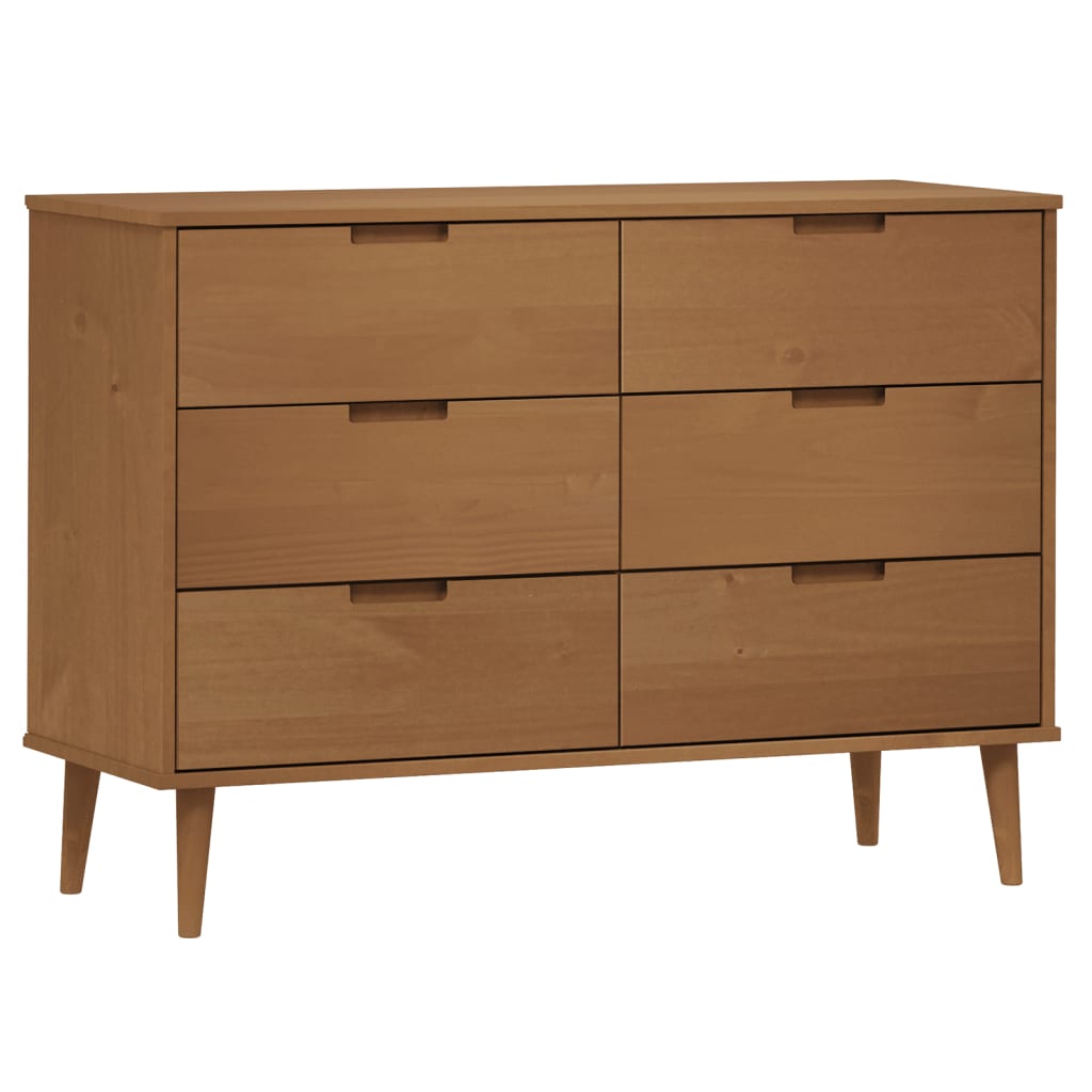 Commode MOLDE Marron 113x40x80 cm Bois de pin massif - XIOS