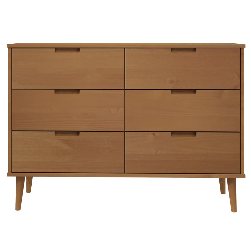 Commode MOLDE Marron 113x40x80 cm Bois de pin massif - XIOS