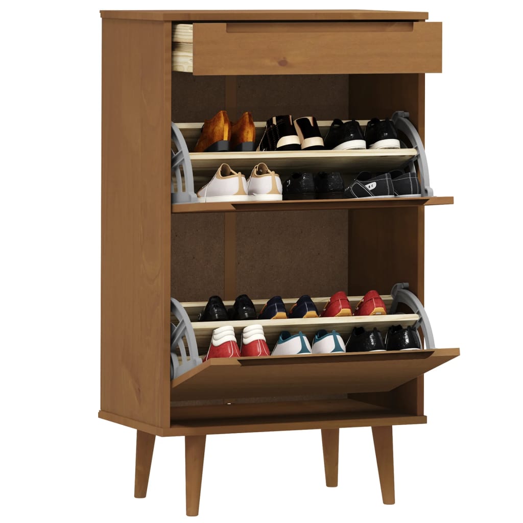 Armoire à chaussures MOLDE Marron 59,5x35x103 cm Bois de pin - XIOS