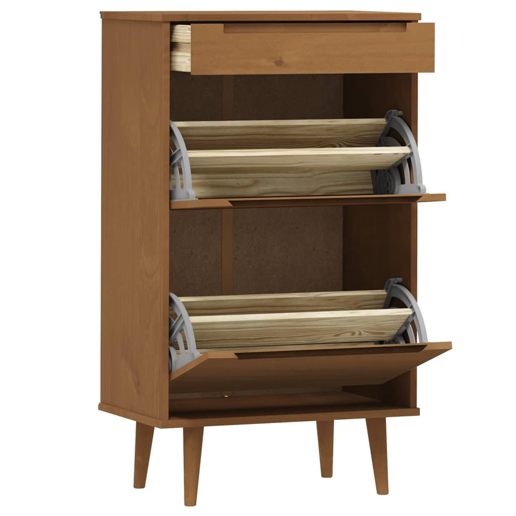 Armoire à chaussures MOLDE Marron 59,5x35x103 cm Bois de pin - XIOS