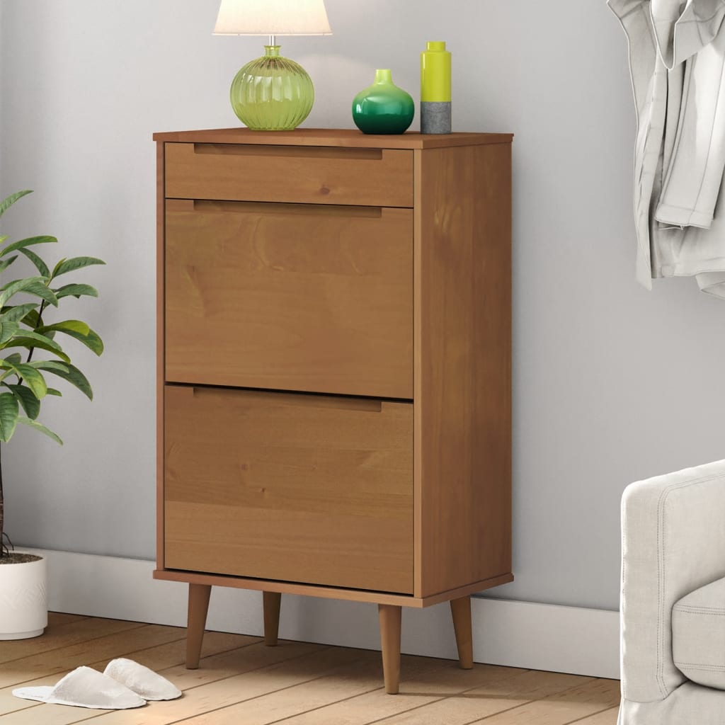 Armoire à chaussures MOLDE Marron 59,5x35x103 cm Bois de pin - XIOS