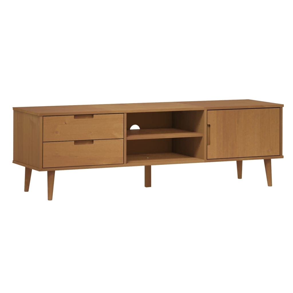 Meuble TV MOLDE Marron 158x40x49 cm Bois de pin massif - XIOS