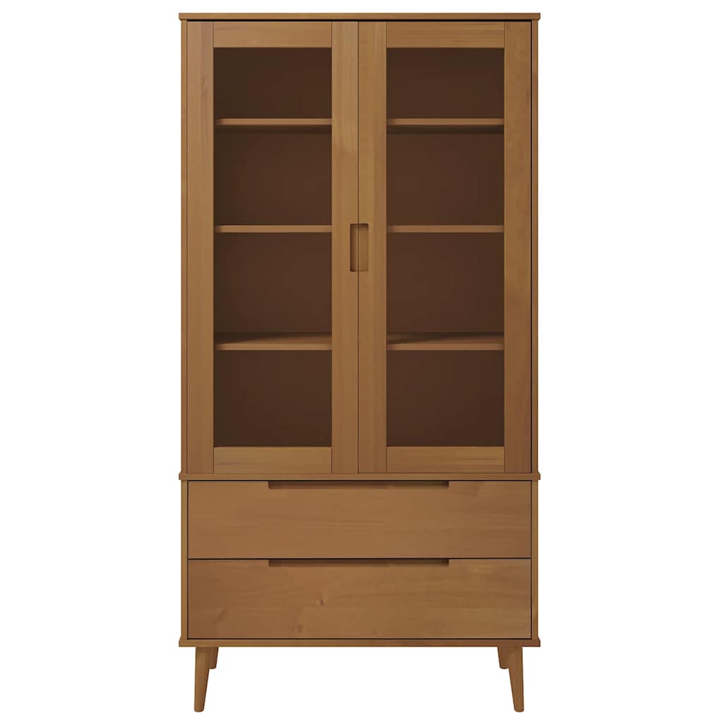 Armoire à vitrine MOLDE Marron 90x35x175 cm Bois de pin massif - XIOS