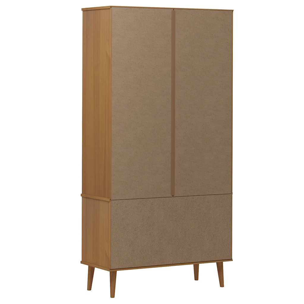 Armoire à vitrine MOLDE Marron 90x35x175 cm Bois de pin massif - XIOS
