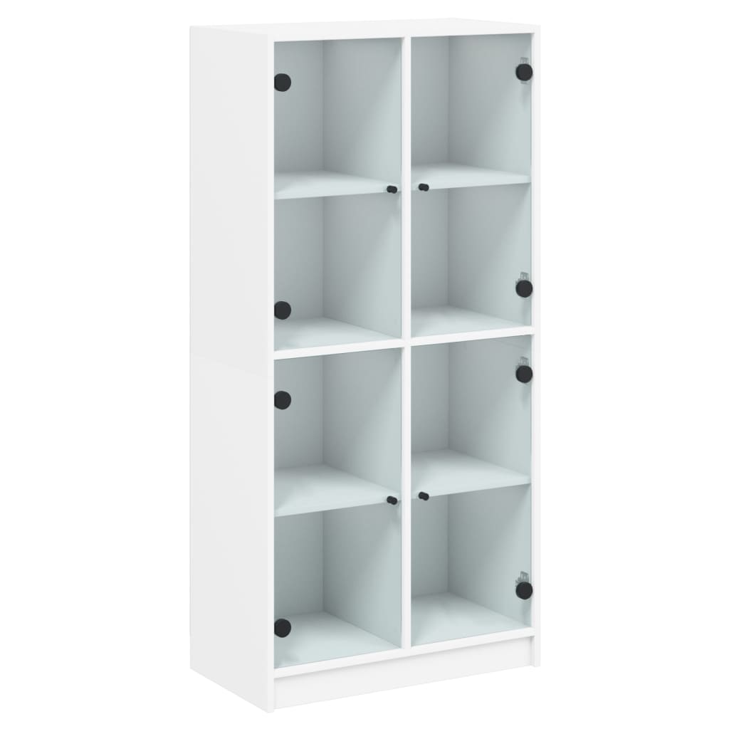 Buffet haut avec portes blanc 68x37x142 cm bois d'ingénierie - XIOS