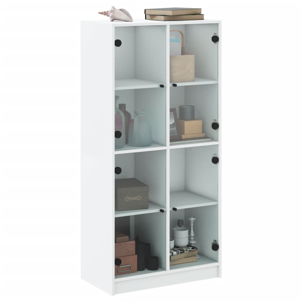 Buffet haut avec portes blanc 68x37x142 cm bois d'ingénierie - XIOS