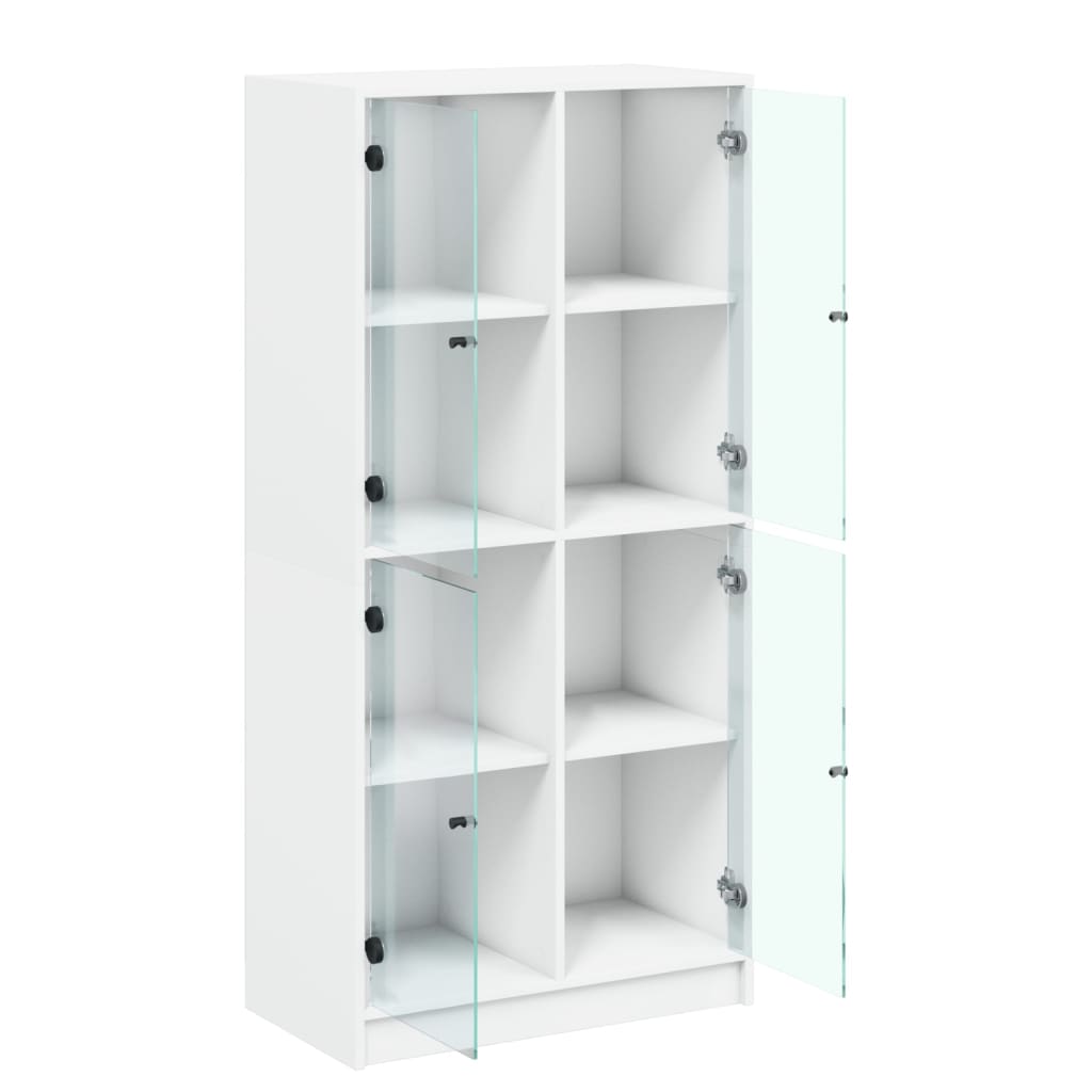 Buffet haut avec portes blanc 68x37x142 cm bois d'ingénierie - XIOS