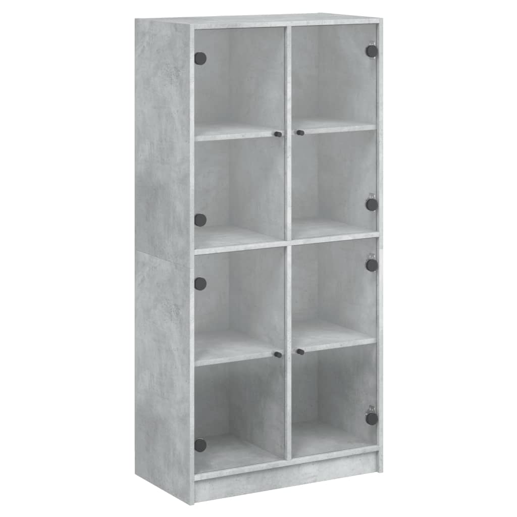 Buffet haut avec portes gris béton 68x37x142 cm bois ingénierie - XIOS
