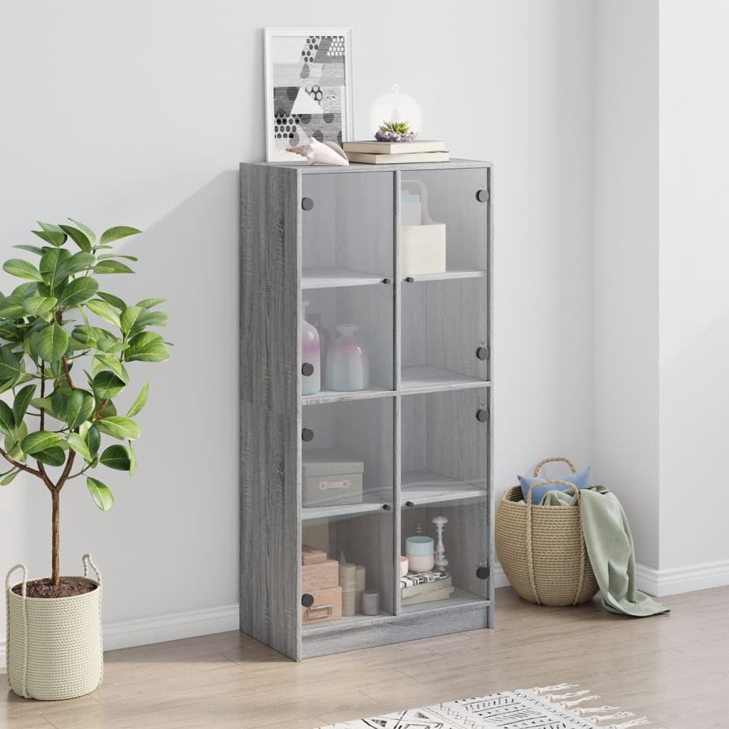Buffet haut avec portes gris sonoma 68x37x142cm bois ingénierie - XIOS