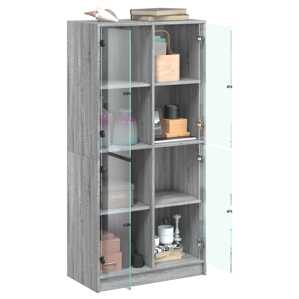 Buffet haut avec portes gris sonoma 68x37x142cm bois ingénierie - XIOS