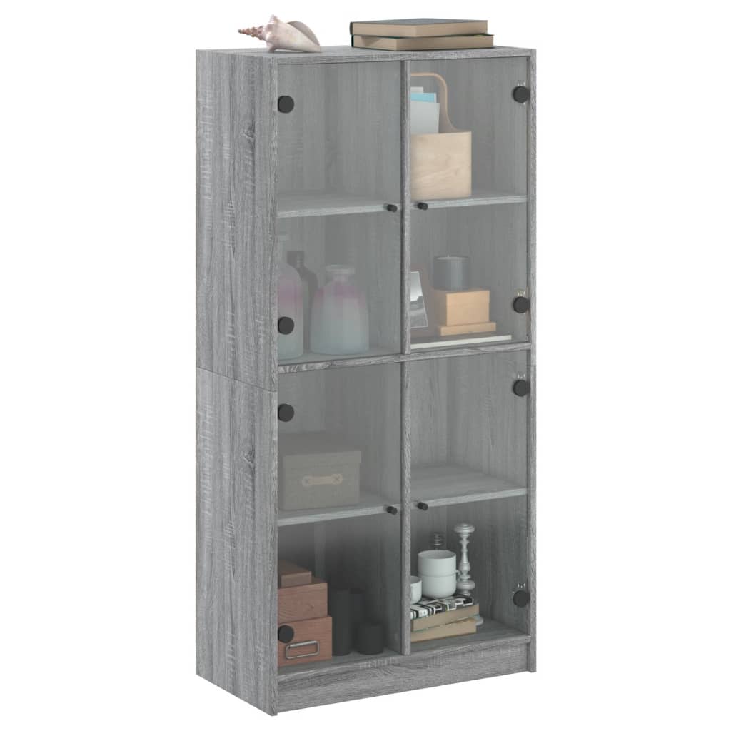 Buffet haut avec portes gris sonoma 68x37x142cm bois ingénierie - XIOS